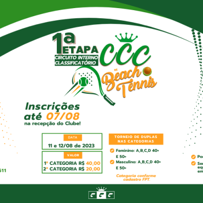 1ª Etapa Circuito Interno Classificatório CCC de Beach Tennis!